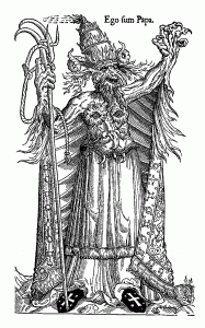 EGO SUM PAPA изображает дьявола одевшего одежду Папы римского